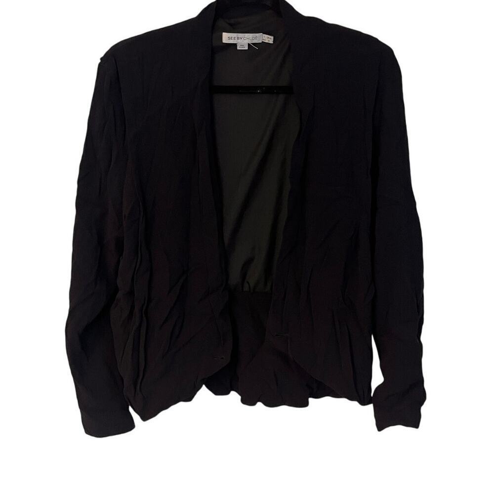 See By Chloe Black Long Sleeves Button Front Blazer Coat Size US 8